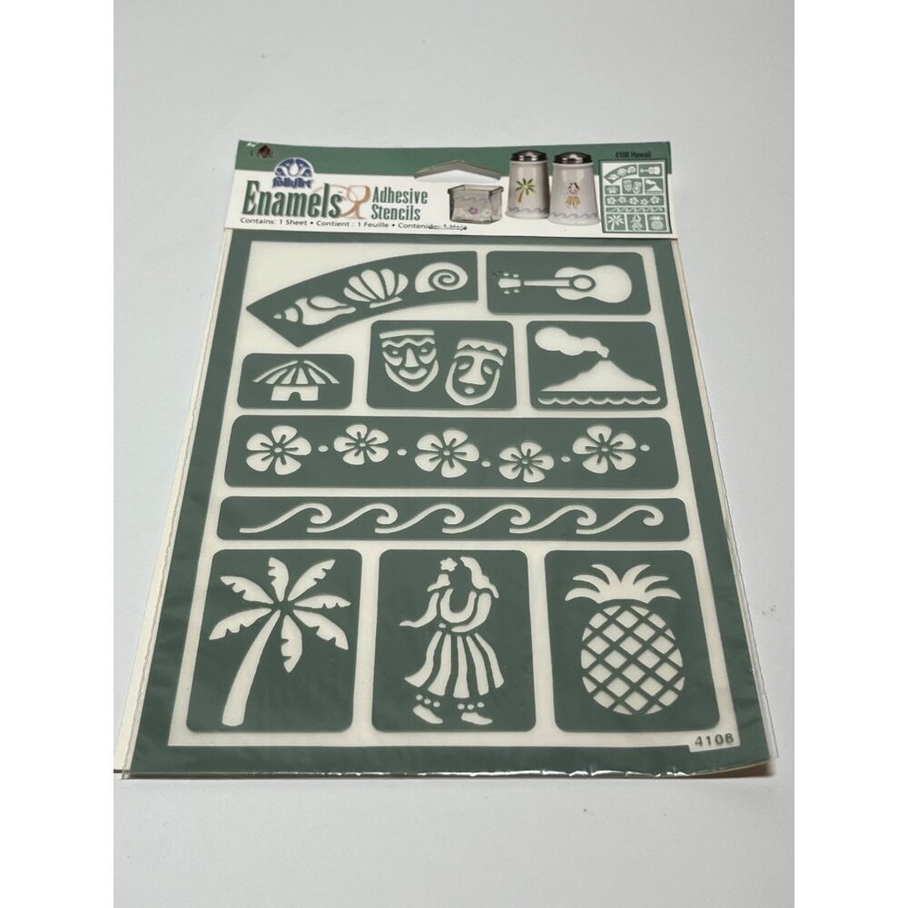 Vintage Crafting Stencil Hawaiin Theme Adhesive Stencil Folkart Enamel Stencils